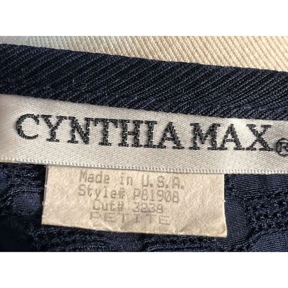 Cynthia Max Button Down Cardigan Sweater Navy Blue Pocket Womens Size Petite - Picture 11 of 13